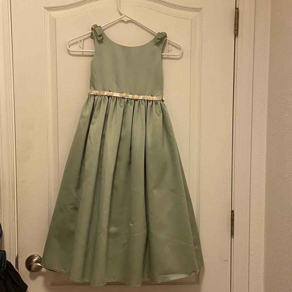 Custom made flower girl dress light green